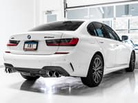 awe tuning 19-22 bmw m340i (g20) non-resonated touring edition exhaust - quad chrome silver tips 3015-42148