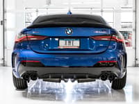 awe tuning 19-22 bmw m340i (g20) track edition exhaust - quad diamond black tips 3020-43085