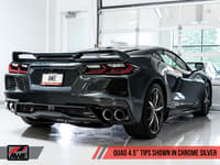 awe tuning 20-22 chevrolet corvette (c8) touring edition exhaust - quad chrome silver tips 3015-42151