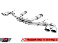awe tuning 20-22 chevrolet corvette (c8) track edition exhaust - quad chrome silver tips 3020-42080
