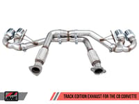 awe tuning 20-22 chevrolet corvette (c8) track edition exhaust - quad chrome silver tips 3020-42080