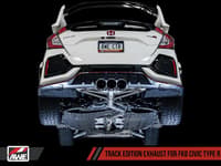 awe tuning 17-21 honda civic type r track edition exhaust w/front pipe & triple chrome silver tips 3020-52000