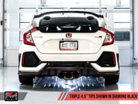 awe tuning 17-21 honda civic type r track edition exhaust w/front pipe & triple chrome silver tips 3020-52000