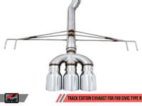 awe tuning 17-21 honda civic type r track edition exhaust w/front pipe & triple diamond black tips 3020-53002