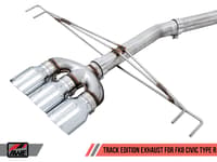 awe tuning 17-21 honda civic type r track edition exhaust w/front pipe & triple diamond black tips 3020-53002