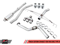awe tuning 17-21 honda civic type r track edition exhaust w/front pipe & triple diamond black tips 3020-53002