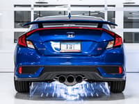 awe tuning 17-20 honda civic si track edition exhaust w/front pipe & triple chrome silver tips 3020-52008