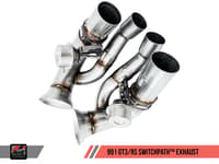 awe tuning 10-19 porsche 991 gt3 / rs switchpath exhaust - chrome silver tips 3025-32016