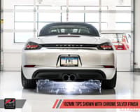 awe tuning 17-21 porsche 718 boxster / cayman switchpath exhaust (pse only) - chrome silver tips 3025-32020