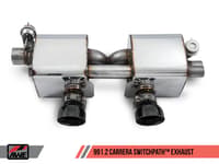 awe tuning 17-19 porsche 911 (991.2) carrera / s switchpath exhaust for pse cars - diamond black tips 3025-33018