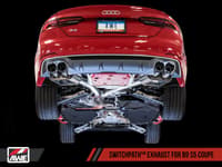 awe tuning 18-21 audi b9 s5 coupe switchpath exhaust w/ chrome silver tips (90mm) 3025-42036
