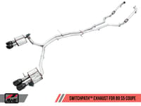 awe tuning 18-21 audi b9 s5 coupe switchpath exhaust w/ chrome silver tips (90mm) 3025-42036