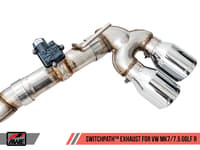 awe tuning 15-17 volkswagen golf r mk7 switchpath exhaust w/diamond black tips 102mm 3025-43068