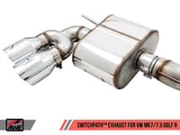 awe tuning 15-17 volkswagen golf r mk7 switchpath exhaust w/diamond black tips 102mm 3025-43068