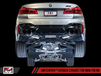 awe tuning 18-21 bmw f90 m5 switchpatch cat-back exhaust- black diamond tips 3025-43066