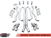 awe tuning 18-21 bmw f90 m5 switchpatch cat-back exhaust- black diamond tips 3025-43066