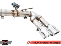 awe tuning 15-20 audi 8v s3 switchpath exhaust w/chrome silver tips 102mm 3025-42068