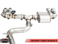awe tuning 15-20 audi 8v s3 switchpath exhaust w/chrome silver tips 102mm 3025-42068
