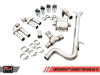 awe tuning 15-20 audi 8v s3 switchpath exhaust w/chrome silver tips 102mm 3025-42068