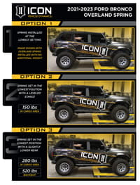 icon 2021-2023 ford bronco, non-sasquatch, 3-4" lift, stage 5 suspension system, billet, heavy rate rear spring k40005x