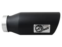 afe power mach force-xp 4in in x 6in out x 15in l driver side clamp-on 4in 409 ss exhaust tip-black 49t40601-b15