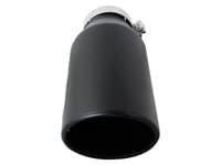 afe power mach force-xp 4in in x 6in out x 15in l driver side clamp-on 4in 409 ss exhaust tip-black 49t40601-b15