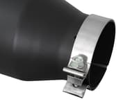 afe power mach force-xp 4in in x 6in out x 15in l driver side clamp-on 4in 409 ss exhaust tip-black 49t40601-b15