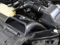 afe quantum cold air intake system scoop 15-20 ford f150 ecoboost v6-3.5l/2.7l - carbon fiber 53-10008sc