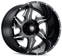 (clearance - no returns) 22x14 american truxx at163 ninja gloss black milled (* may require trimming) 8x180 -76mm
