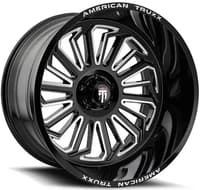 (clearance - no returns) 24x14 american truxx at1916 butcher gloss black w/ milled spokes (* may require trimming) 6x135 -76mm