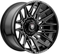 (clearance - no returns) 22x12 american truxx at1919 evolution gloss black w/ milled spokes (* may require trimming) 8x170 -44mm