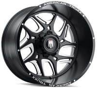 (clearance - no returns) 20x9 american truxx at1900 sweep matte black milled 8x6.5/165 -12mm