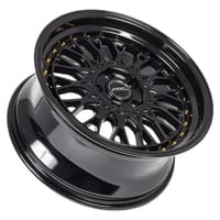 18x8.5 arc ar1 gloss black w/ gold rivets 5x115 35mm (custom)