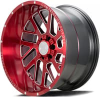 (clearance - no returns) 22x12 axe offroad ax2.2 candy red milled (compression forged) (* may require trimming) 8x6.5/165 -44mm