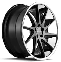 22x9 azad az23 semi matte black w/ chrome ss lip 5x112 35mm