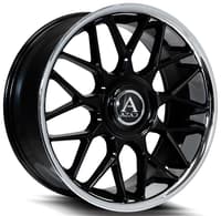 24x9 azad azv02 gloss black w/ stainless steel chrome lip 5x120 5x5/127 10mm