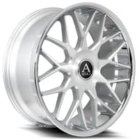 24x10 azad azv02 brushed silver w/ stainless steel chrome lip 6x135 6x5.5/139.7 25mm