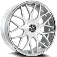 24x10 azad azv02 brushed silver w/ stainless steel chrome lip 6x135 6x5.5/139.7 25mm