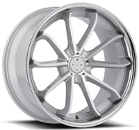 22x10.5 blaque diamond bd-23 gloss silver w/ chrome stainless steel lip (custom)