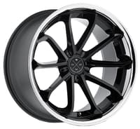 22x10.5 blaque diamond bd-23 gloss black w/ chrome stainless steel lip (custom)