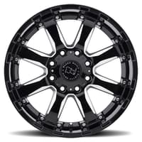 (clearance - no returns) 17x9 black rhino sierra gloss black w/ milled spokes 6x135 12mm