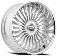 24x9 dazz d102 snatch gloss silver brushed w/ chrome stainless steel lip 5x4.75/120.7 5x5/127 0mm