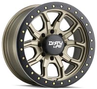 17x9 dirty life 9303 dt-1 satin gold w/ simulated beadlock black ring 6x5.5/139.7 -12mm