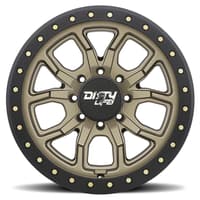 17x9 dirty life 9303 dt-1 satin gold w/ simulated beadlock black ring 8x6.5/165 -12mm