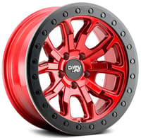 (clearance - no returns) 17x9 dirty life 9303 dt-1 crimson candy red w/ simulated beadlock black ring 5x5.5/139.7 -12mm