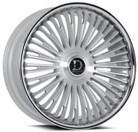 24x10 dolce luxury razzo gloss silver brushed w/ stainless lip 6x135 6x5.5/139.7 25mm