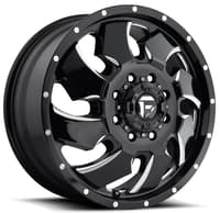 20x8.25 fuel off-road cleaver gloss black milled dually front d574 8x200 105mm 142.0 c.b.