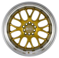18x9.5 f1r f21 v2 machine gold w/ polish lip 5x100 5x4.5/114.3 35mm