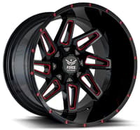 20x12 force off-road f02 black w/ red milled (* may require trimming) 5x5/127 5x5.5/139.7 -44mm