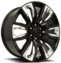 Factory Reproductions Replica GM Split-6 Spoke Replica Wheel Gloss Black w/ Chrome Inserts